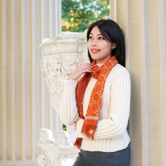 Khăn Cashmere Dài Nét Tao Nhã Của Người Mãn Châu - Cam Đồng