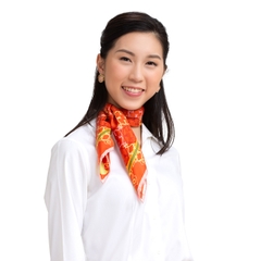 Khăn Lụa Vuông Nét Tao Nhã của Người Mãn Châu - Cam Đồng