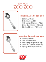 ZOO ZOO 키즈 4개 - BỘ 4 MÓN ZOO ZOO (4 sản phẩm x 1 cái)