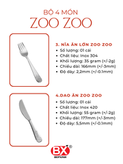 ZOO ZOO 키즈 4개 - BỘ 4 MÓN ZOO ZOO (4 sản phẩm x 1 cái)
