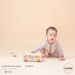 Bộ dài tay cài giữa quần cạp cao sơ sinh 0-3m Cookie