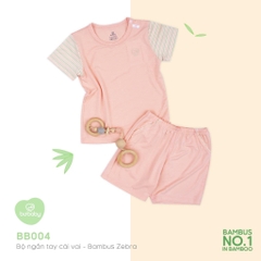 Bộ ngắn tay cài vai Bambus Zebra Bu Baby