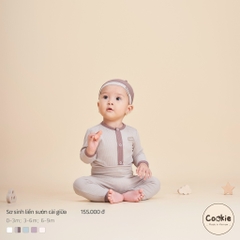 Bộ dài tay cài giữa quần cạp cao sơ sinh 0-3m Cookie