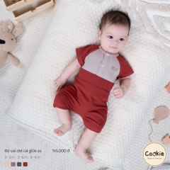 (0M-9M) Bộ cộc tay vai dời cài giữa cotton tăm lạnh Cookie