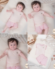 (6M-5Y) Bộ cộc tay chui đầu phối bèo bé gái cotton tăm lạnh Cookie BVDTB-HSSU