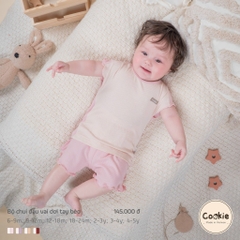 (6M-5Y) Bộ cộc tay chui đầu phối bèo bé gái cotton tăm lạnh Cookie BVDTB-HSSU
