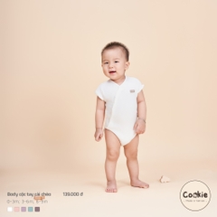 (0-12M) Bodysuit vạt chéo cộc tay trắng Cookie
