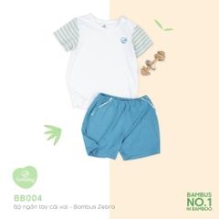 Bộ ngắn tay cài vai Bambus Zebra Bu Baby