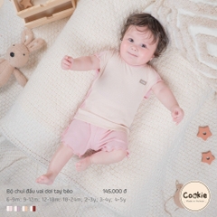 (6M-5Y) Bộ cộc tay chui đầu phối bèo bé gái cotton tăm lạnh Cookie BVDTB-HSSU