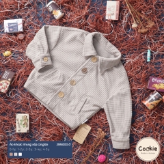Áo khoác cài nút giữa chất nhung xốp giữ ấm cho bé hãng Cookie