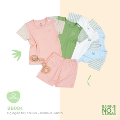 Bộ ngắn tay cài vai Bambus Zebra Bu Baby