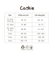Bộ dài tay cài chéo liền tất không mũ sơ sinh 0-1m Cookie