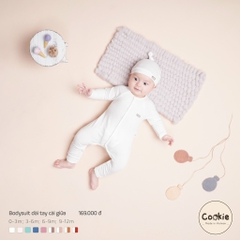 Bodysuit dài tay cài giữa trắng Cookie