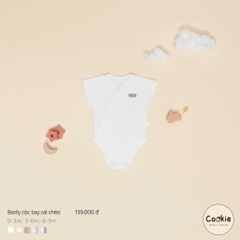(0-12M) Bodysuit vạt chéo cộc tay trắng Cookie