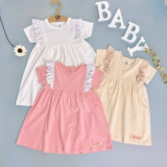 Váy ngắn tay phối bèo ngực Iconic Bubaby