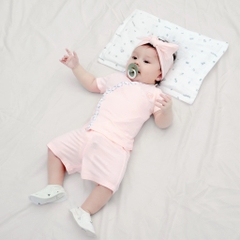 Bộ ngắn tay cài chéo Iconic BU Bambus BuBaby cho bé 0-6m