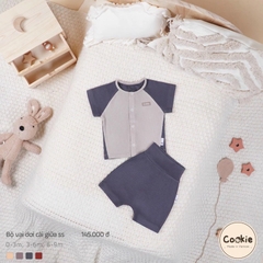 (0M-9M) Bộ cộc tay vai dời cài giữa cotton tăm lạnh Cookie