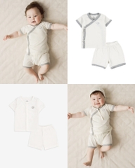 Bộ cộc tay cài giữa trắng Bu siro