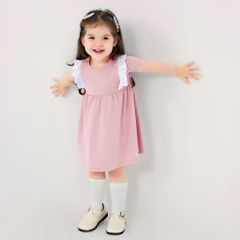 Váy ngắn tay phối bèo ngực Iconic Bubaby