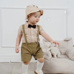 Quần yếm đùi bé trai kaki bubaby