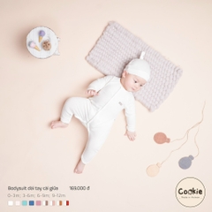 Bodysuit dài tay cài giữa trắng Cookie