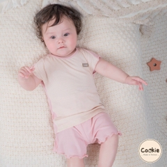 (6M-5Y) Bộ cộc tay chui đầu phối bèo bé gái cotton tăm lạnh Cookie BVDTB-HSSU