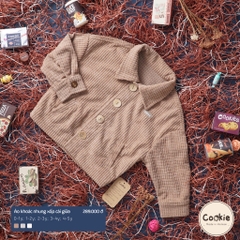 Áo khoác cài nút giữa chất nhung xốp giữ ấm cho bé hãng Cookie