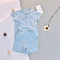 Bộ ngắn tay cài chéo Iconic BU Bambus BuBaby cho bé 0-6m