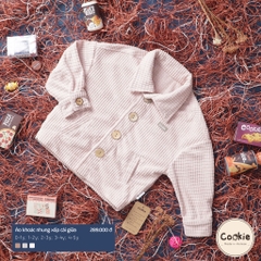Áo khoác cài nút giữa chất nhung xốp giữ ấm cho bé hãng Cookie