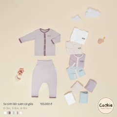 Bộ dài tay cài giữa quần cạp cao sơ sinh 0-3m Cookie