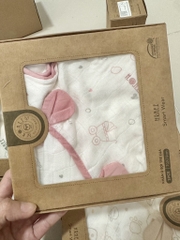 Khăn ủ xô sợi tre lụa 6 lớp có mũ cho bé 75*75cm - Hrnee