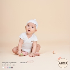 (0-12M) Bodysuit vạt chéo cộc tay trắng Cookie