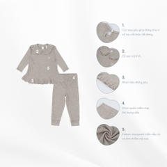 (12M-5Y) Bộ dài tay cổ sen gấu xoè Lenie cho bé gái - Bu Baby