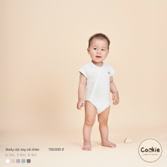 (0-12M) Bodysuit vạt chéo cộc tay trắng Cookie