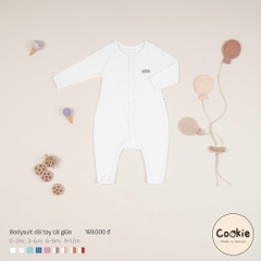 Bodysuit dài tay cài giữa trắng Cookie