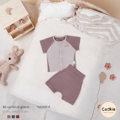(0M-9M) Bộ cộc tay vai dời cài giữa cotton tăm lạnh Cookie