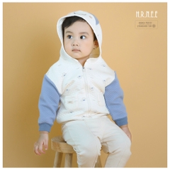 Áo khoác chần bông mũ tai gấu - Hình ếch cốm cho bé - Hrnee