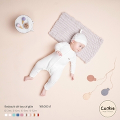 Bodysuit dài tay cài giữa trắng Cookie
