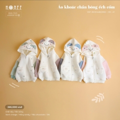 Áo khoác chần bông mũ tai gấu - Hình ếch cốm cho bé - Hrnee