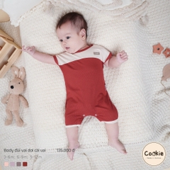 (3M- 12M) Body đùi cài vai mở đũng phối màu Cookie