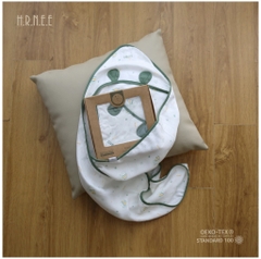 Khăn ủ xô sợi tre lụa 6 lớp có mũ cho bé 75*75cm - Hrnee