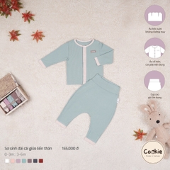 Bộ dài tay cài giữa quần cạp cao sơ sinh 0-3m Cookie