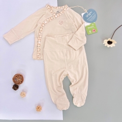Bộ dài tay cài chéo liền tất Iconic BU Bambus Bubaby cho bé 0-3m