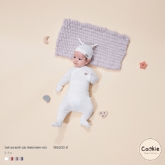Bộ dài tay cài chéo liền tất không mũ sơ sinh 0-1m Cookie
