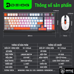 COMBO BÀN PHÍM CHUỘT CÓ DÂY CHÍNH HÃNG DEIOG AK-918