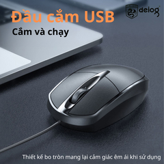 Combo bàn phím chuột văn phòng DEIOG DY-815T hàng chính hãng công thái học 1000DPI