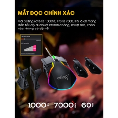 Chuột gaming chính hãng DEIOG G10 silent LED RGB 4000 dpi cho máy tính vi tính laptop chơi game pc