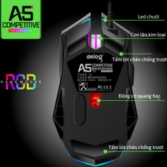 Chuột Gaming Chính Hãng DEIOG A5 Có Dây Cao Cấp Led RGB 7 Chế Độ Thiết Kế Hầm Hố Phù Hợp PC Laptop