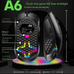 Chuột gaming silent chính hãng Deiog A6 DPI 16000 led rgb 6 nút điều chỉnh quang học