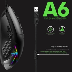 Chuột gaming silent chính hãng Deiog A6 DPI 16000 led rgb 6 nút điều chỉnh quang học